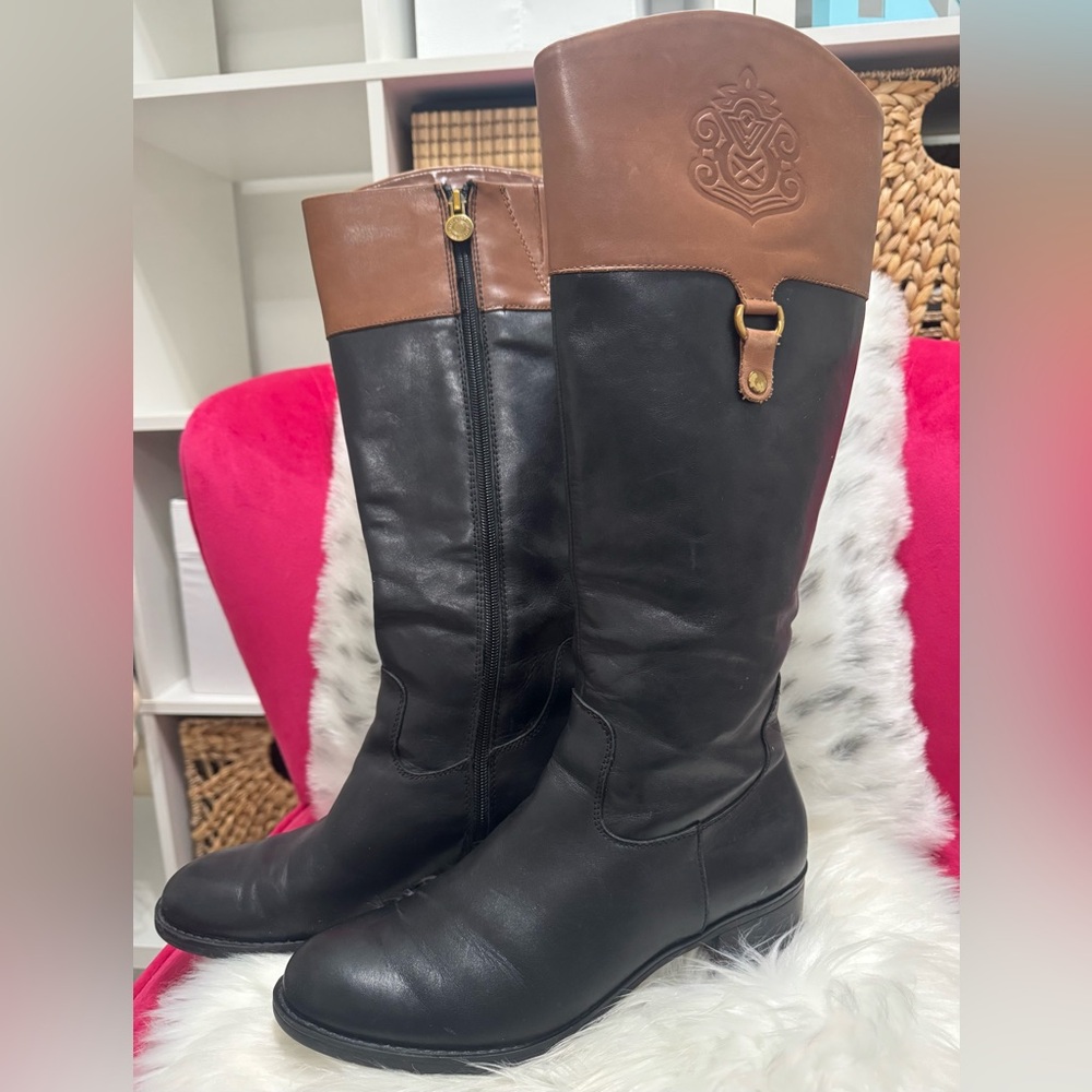 Franco Sarto Corbeit Long Leather Knee High Riding Boots Sz 9